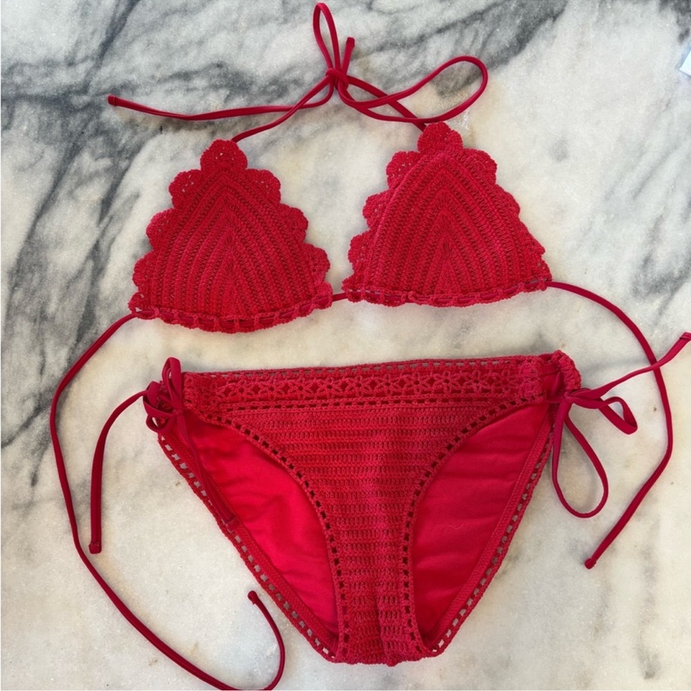 Red Crochet Bikini 2 piece set